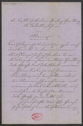 Brief an B. Schott's Söhne : 25.09.1886