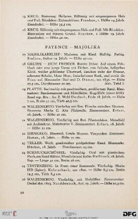 Fayence – Majolka (Nr. 17-48)
