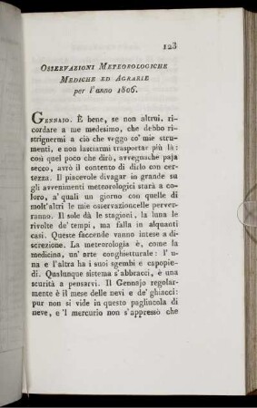 Osservazioni Meteorologiche Mediche Ed Agrarie per l'anno 1806.