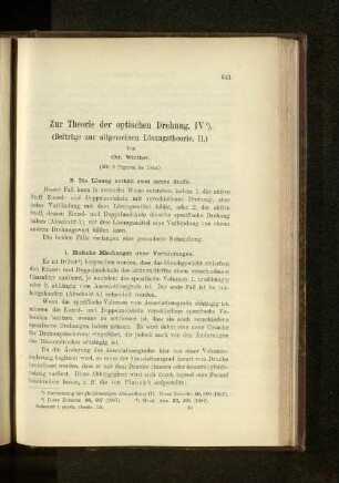 Zur Theorie der optischen Drehung. IV. (Beiträge zur allgemeinen Lösungstheorie. II.)