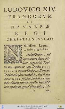 Ludovico XIV, Francorum et Navarrae Regi Christianissimo.