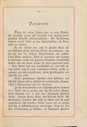 Stammtafeln der Familie Brade mit allen Nebenlinien