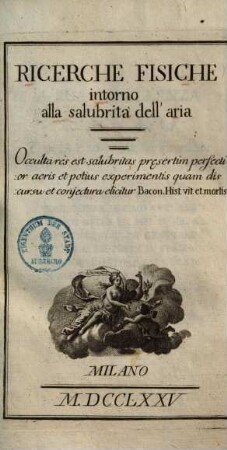 Ricerche fisiche intorno alla salubrità dell'aria