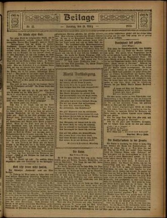 Zweite Ausgabe vom Sonntag, den 19. März 1922.