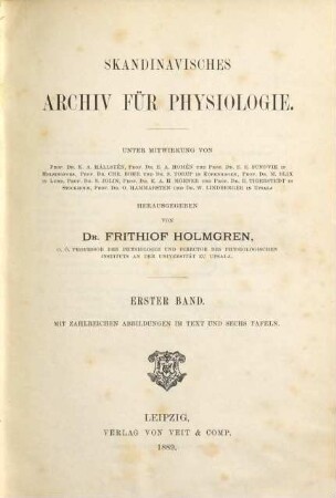 Skandinavisches Archiv für Physiologie. 1. 1889