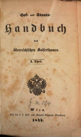 Hof- und Staats-Handbuch des Kaiserthumes Österreich. 1844