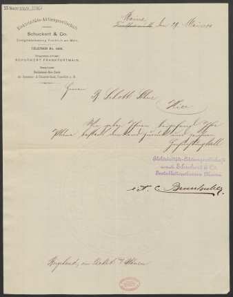Brief an B. Schott's Söhne : 29.05.1900