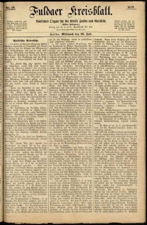 Ausgabe vom Mittwoch, den 23. Juli 1879.