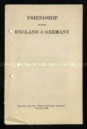 Aufsatzsammlung zur Freundschaft zwischen England und Deutschland