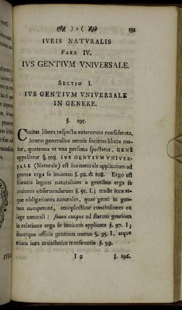 Sectio I. Ius Gentium Universale in Genere.