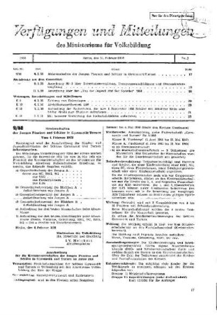 Meisterschaften der Jungen Pioniere und Schüler in Gymnastik/Turnen : 9/58 Vom 4. Februar 1958