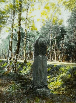 Meilensäule : Laußnitzer Heide, Meilensäule (ohne Unterbau) an der Hohen Landstraße bei der Kreuzung der Straßen Sacka - Laußnitz und Tausch - Röhrsdorf