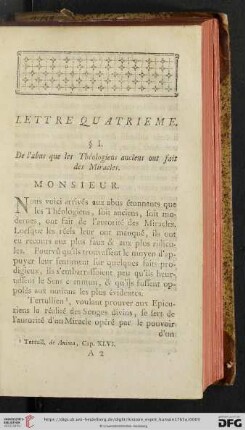 Lettre Quatrième