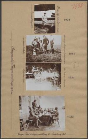 Schwieriger Versuch zum Briefschreiben in einem Erdloch. (Bayerische Flieger im Kriege 1914/1915)