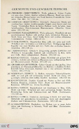 Geknüpfte und Gewirkte Teppiche (Nr. 260-273)