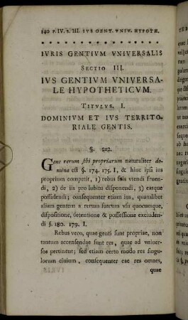 Sectio III. Ius Gentium Universale Hypotheticum.