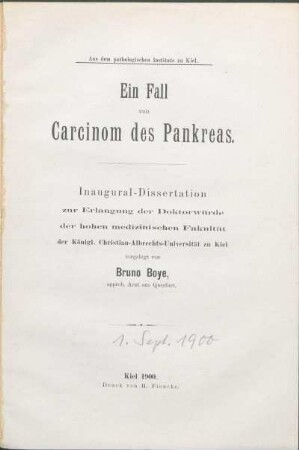 Ein Fall von Carcinom des Pankreas