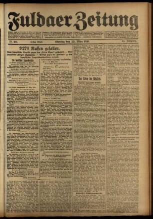Erste Ausgabe vom Montag, den 20. März 1916.