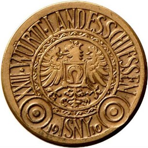 Medaille auf das 23. Württembergische Landesschießen in Isny, 1910