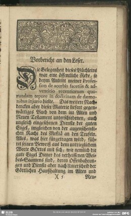 Vorbericht an den Leser