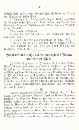 Berühmte und einige andere verdienstvolle Männer aus oder zu Nidda.