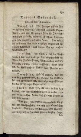 Drittes Gespräch. Theophilus. Lucretius