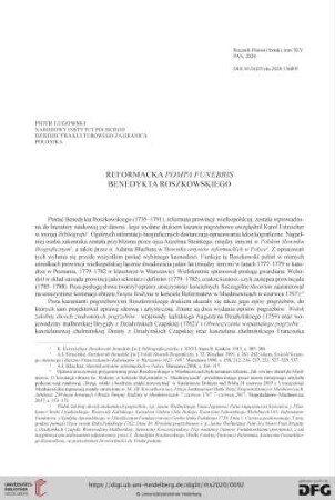 Reformacka Pompa Funebris Benedykta Roszowskiego