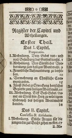 Register der Capitel und Abtheilungen.