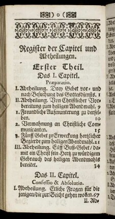 Register der Capitel und Abtheilungen.