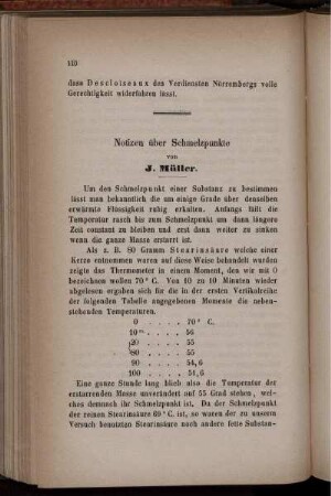 Notizen über Schmelzpunkte