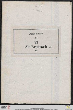 Blatt 33: Topographische Karte über das Grossherzogthum Baden: nach der allgemeinen Landesvermessung des Großherzoglichen militairisch topographischen Bureaus: Alt-Breisach