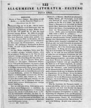 Nägele, F. C.: Das schräg verengte Becken, nebst einem Anhange über die wichtigsten Fehler des weiblichen Beckens überhaupt. Mainz: Zabern 1839 (Beschluss von Nr. 121)