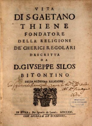 Vita di S. Gaetano Thiene