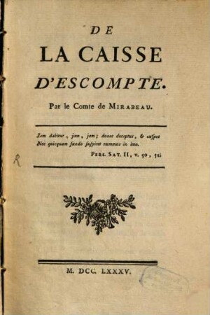 De La Caisse D'Escompte