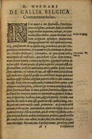 H. Nvenari De Gallia Belgica, Commentariolvs