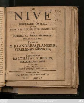 4: De Nive Dissertatio ...