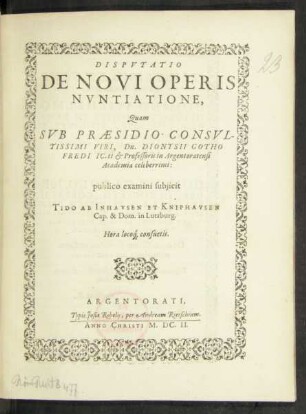 Disputatio De Novi Operis Nuntiatione