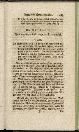 III. Abschnitt. Vom unzeitigen Gebrauche der Arzneymittel