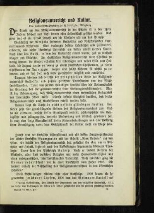 Religionsunterricht und Kultur