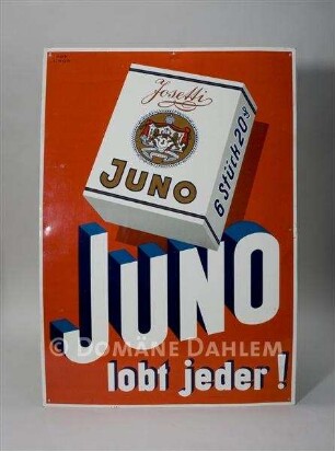 Reklameschild für "Juno" Zigaretten