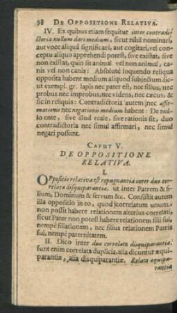 Caput V. De Oppositione Relativa.