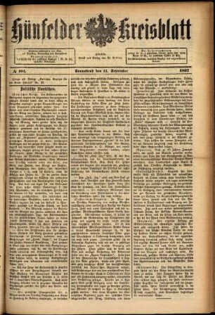 Ausgabe vom Samstag, den 11. September 1897.