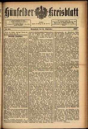 Ausgabe vom Samstag, den 11. September 1897.