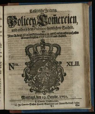 Nro. XLII, Montags, den 19. Octobr. 1750