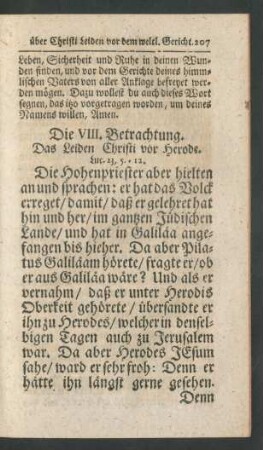 Die VIII. Betrachtung. Das Leiden Christi vor Herode