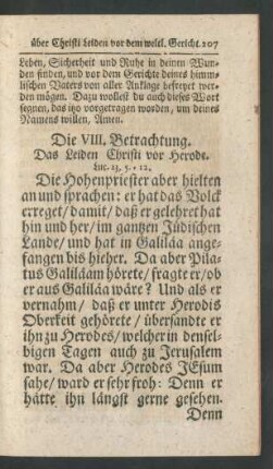 Die VIII. Betrachtung. Das Leiden Christi vor Herode
