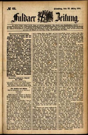 Ausgabe vom Dienstag, den 22. März 1881.
