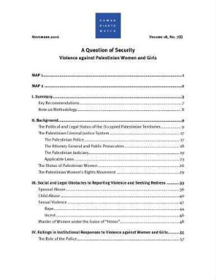 A question of security : violence against Palestinian women and girls