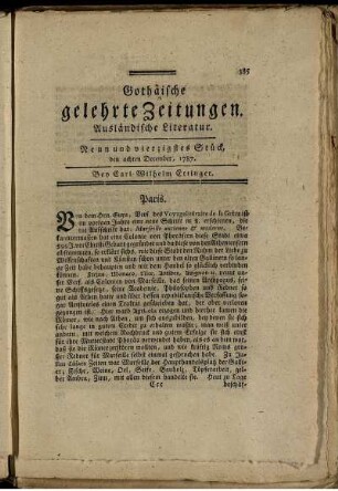 Neun und vierzigstes Stück, den achten December, 1787.