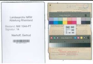 Entnazifizierung Gertrud Nierhoff , geb. 25.10.1909 (Postassistentin)